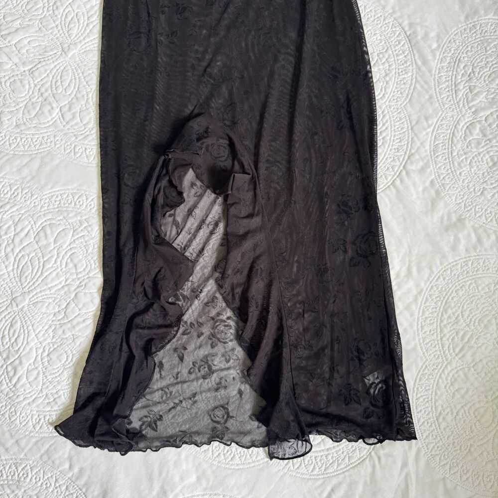 Beautiful Black Sheer Dress With Floral Rose Print Women's Size Large - Picture 2 of 9